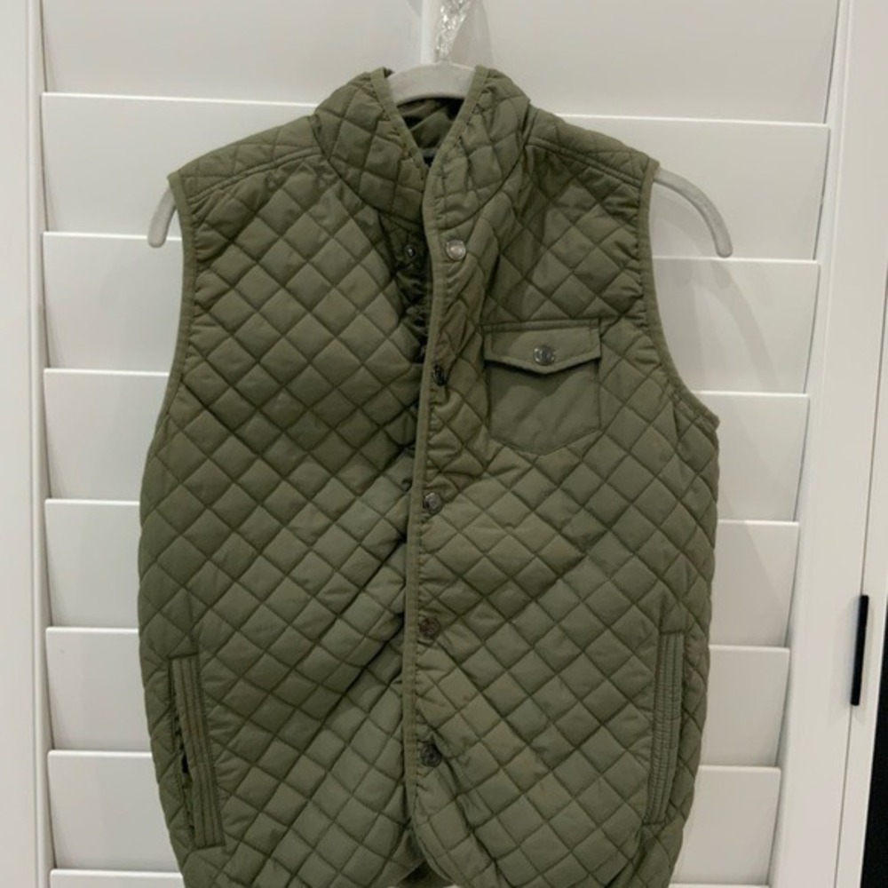Chaps Olive Green Quilted Snap Front Vest Mock Neck XL 14/16 C320010Z